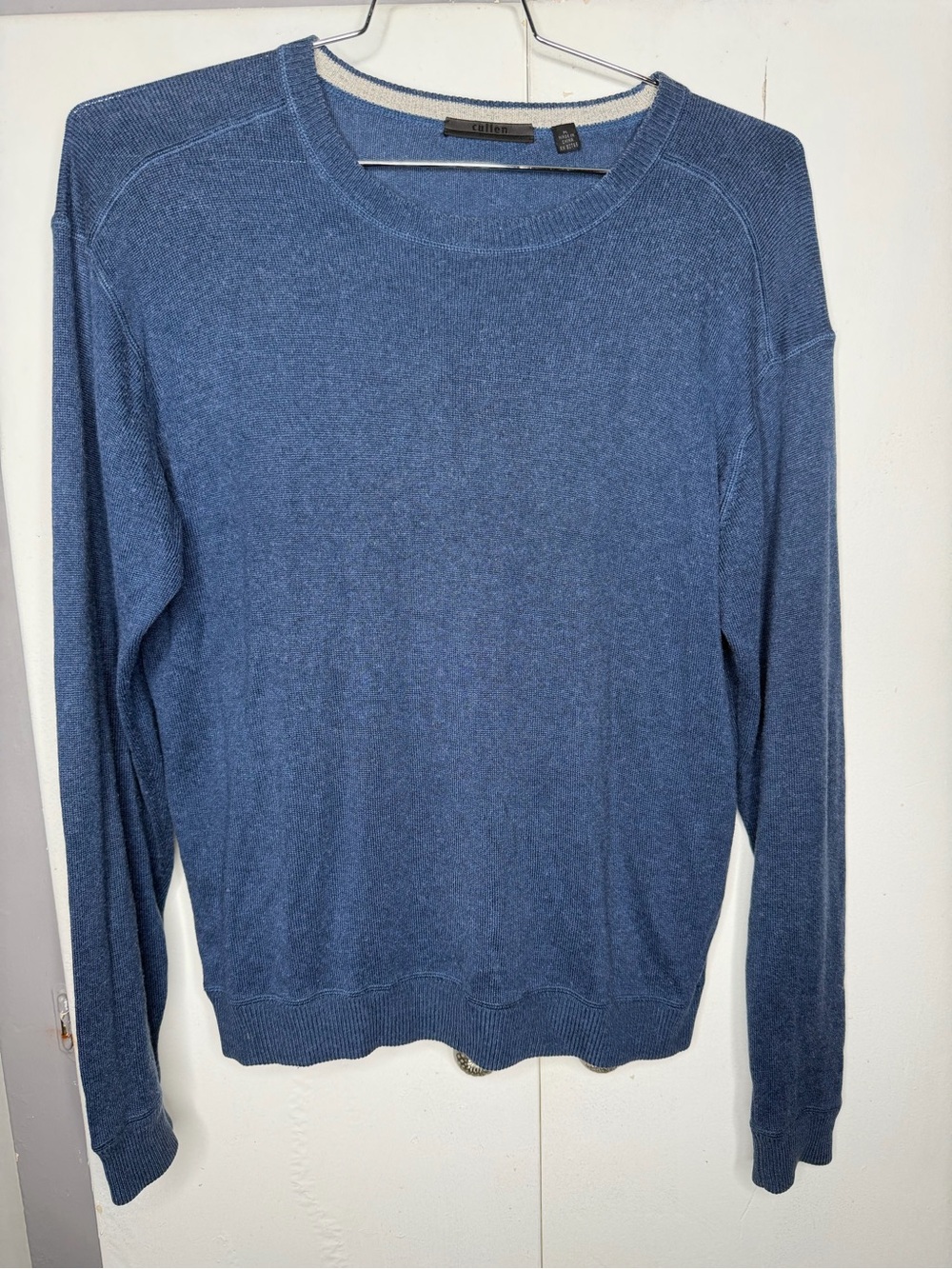 cullen men silk cashmere blend long sleeve sweater medium blue